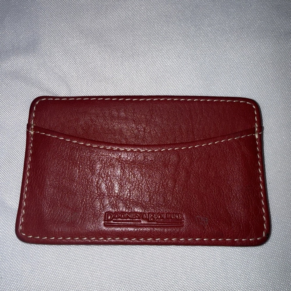 Dooney & Bourke Business Card Case Holder  Wallet Card Case Red Pebbled Leather